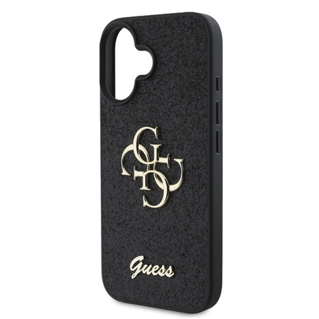 Guess Guess iPhone 16 Backcover hoesje - Big 4G - Fixed Glitter - Zwart Guess Guess iPhone 16 Backcover hoesje - Big 4G - Fixed Glitter - Zwart