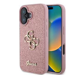 Guess Guess iPhone 16 Back cover case - Big 4G - Fixed Glitter - Pink Guess Guess iPhone 16 Back cover case - Big 4G - Fixed Glitter - Pink
