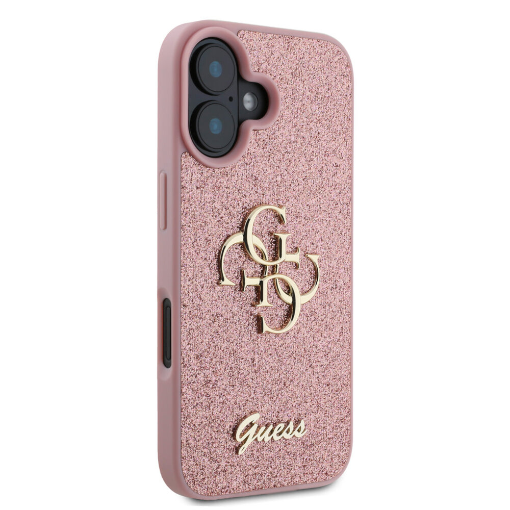 Guess Guess iPhone 16 Back cover case - Big 4G - Fixed Glitter - Pink Guess Guess iPhone 16 Back cover case - Big 4G - Fixed Glitter - Pink