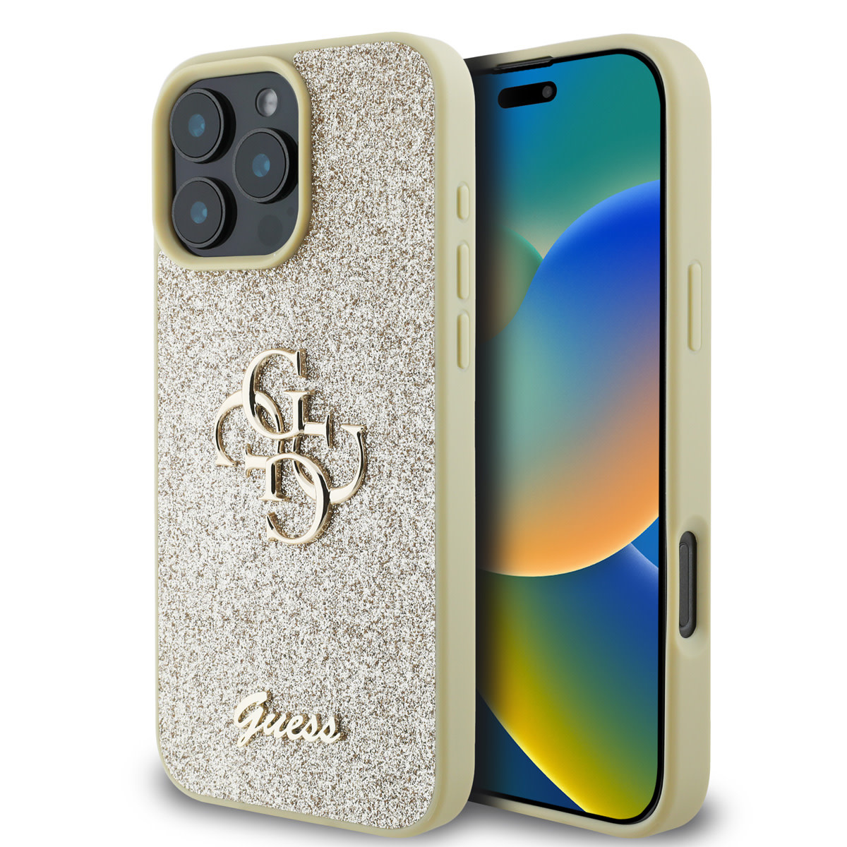Guess Guess iPhone 16 Pro Max Backcover hoesje - Big 4G - Fixed Glitter - Goud