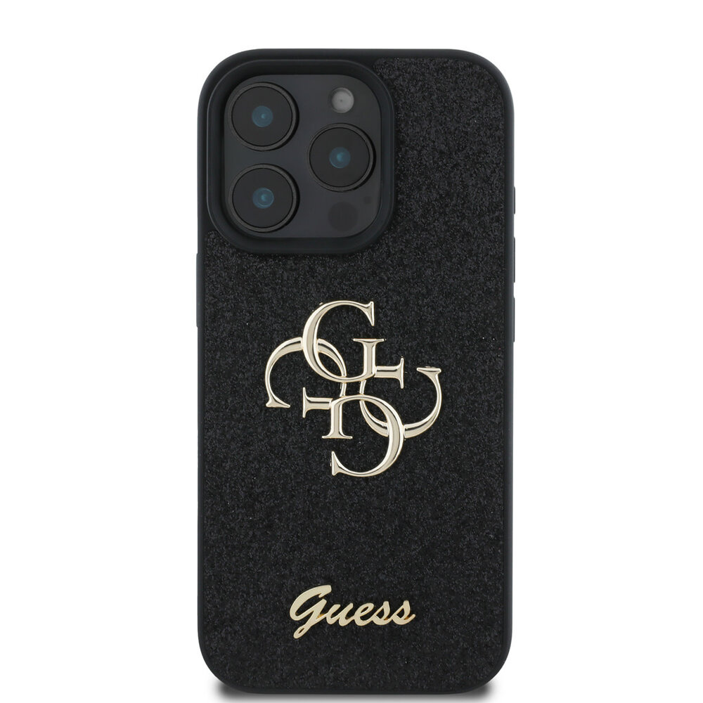 Guess Guess iPhone 16 Pro Max Back-Cover hul - Big 4G - Fixed Glitter - Schwarz Guess Guess iPhone 16 Pro Max Back-Cover hul - Big 4G - Fixed Glitter - Schwarz