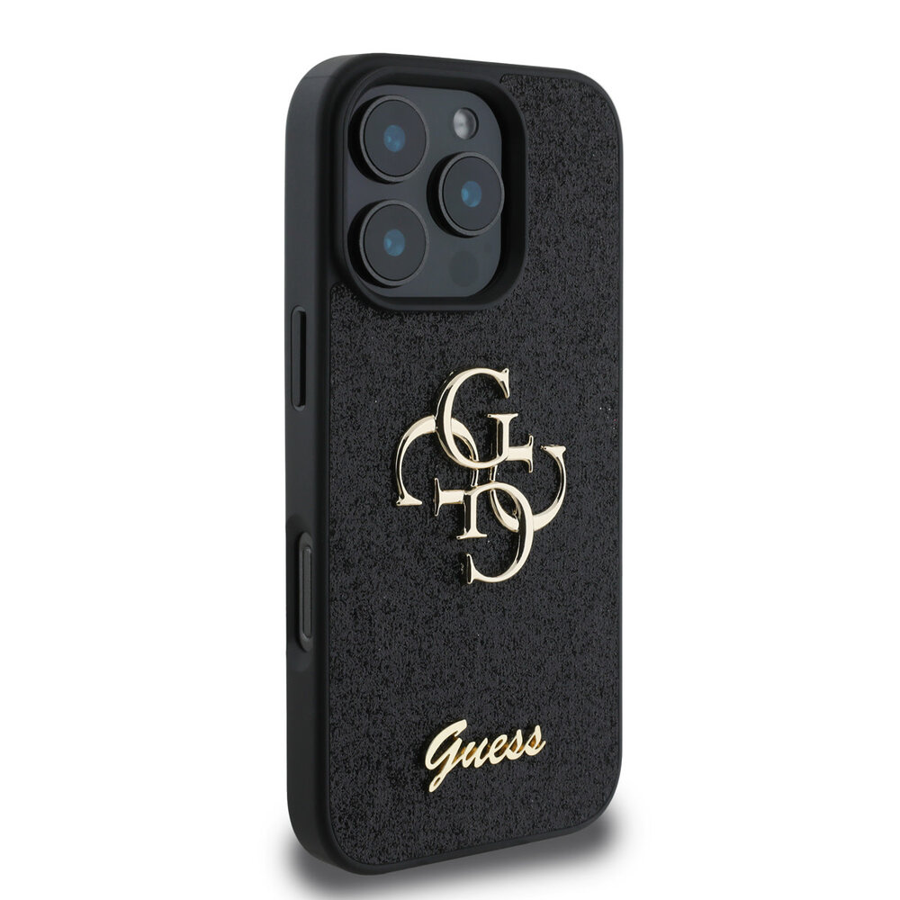 Guess Guess iPhone 16 Pro Max Back cover coque - Big 4G - Fixed Glitter - Noir Guess Guess iPhone 16 Pro Max Back cover coque - Big 4G - Fixed Glitter - Noir