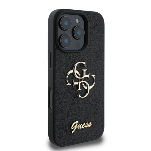 Guess Guess iPhone 16 Pro Max Backcover hoesje - Big 4G - Fixed Glitter - Zwart