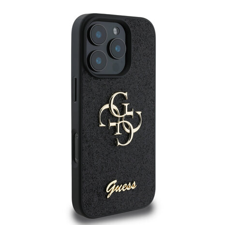 Guess Guess iPhone 16 Pro Max Backcover hoesje - Big 4G - Fixed Glitter - Zwart Guess Guess iPhone 16 Pro Max Backcover hoesje - Big 4G - Fixed Glitter - Zwart