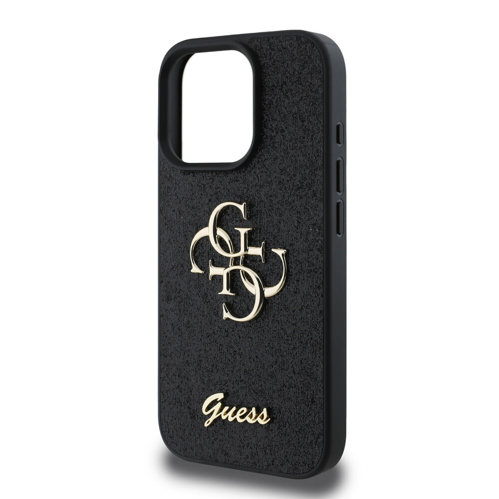 Guess Guess iPhone 16 Pro Max Backcover hoesje - Big 4G - Fixed Glitter - Zwart Guess Guess iPhone 16 Pro Max Backcover hoesje - Big 4G - Fixed Glitter - Zwart