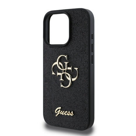 Guess Guess iPhone 16 Pro Max Backcover hoesje - Big 4G - Fixed Glitter - Zwart Guess Guess iPhone 16 Pro Max Backcover hoesje - Big 4G - Fixed Glitter - Zwart