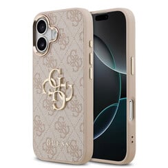 Guess iPhone 17 Backcover hoesje - 4G - Big Metal Logo - Gold Edge - Roze