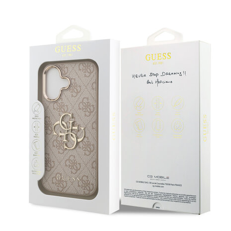Guess Guess iPhone 17 Back-Cover hul - 4G - Big Metal Logo - Gold Edge - Rosa Guess Guess iPhone 17 Back-Cover hul - 4G - Big Metal Logo - Gold Edge - Rosa