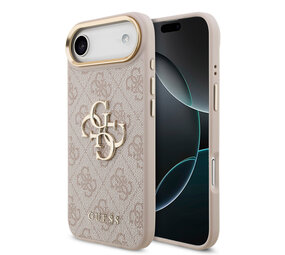 Guess Guess iPhone 17 Air Back-Cover hul - 4G - Big Metal Logo - Gold Edge - Rosa Guess Guess iPhone 17 Air Back-Cover hul - 4G - Big Metal Logo - Gold Edge - Rosa