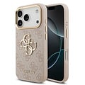 Guess Guess iPhone 17 Pro/iPhone 18 Pro Handyhülle 4G Großes Metalllogo Goldfarbener Rand - Rosa
