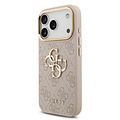 Guess Guess iPhone 17 Pro/iPhone 18 Pro Coque arrière 4G Grand logo métallique Bord doré - Rose