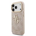 Guess Guess iPhone 17 Pro/iPhone 18 Pro Handyhülle 4G Großes Metalllogo Goldfarbener Rand - Rosa