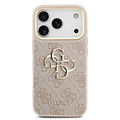 Guess Guess iPhone 17 Pro/iPhone 18 Pro Coque arrière 4G Grand logo métallique Bord doré - Rose