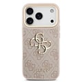 Guess Guess iPhone 17 Pro/iPhone 18 Pro Handyhülle 4G Großes Metalllogo Goldfarbener Rand - Rosa