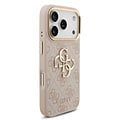 Guess Guess iPhone 17 Pro/iPhone 18 Pro Handyhülle 4G Großes Metalllogo Goldfarbener Rand - Rosa