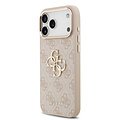 Guess Guess iPhone 17 Pro Max/iPhone 18 Pro Max Coque arrière 4G Grand logo métallique Bord doré - Rose