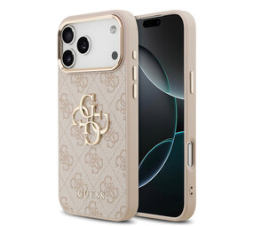 Guess Guess iPhone 17 Pro Max Back cover coque - 4G - Big Metal Logo - Gold Edge - Rose Guess Guess iPhone 17 Pro Max Back cover coque - 4G - Big Metal Logo - Gold Edge - Rose