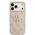 Guess Guess iPhone 17 Pro Max/iPhone 18 Pro Max Handyhülle 4G Großes Metalllogo Goldfarbener Rand - Rosa