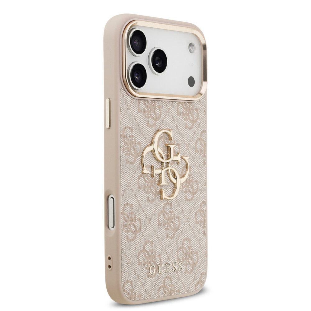Guess Guess iPhone 17 Pro Max Back-Cover hul - 4G - Big Metal Logo - Gold Edge - Rosa Guess Guess iPhone 17 Pro Max Back-Cover hul - 4G - Big Metal Logo - Gold Edge - Rosa