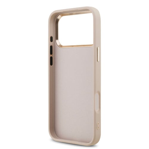 Guess Guess iPhone 17 Pro Max/iPhone 18 Pro Max Handyhülle 4G Großes Metalllogo Goldfarbener Rand - Rosa