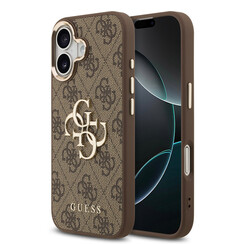 Guess iPhone 17 Back cover case - 4G - Big Metal Logo - Gold Edge - Brown