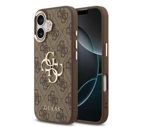 Guess Guess iPhone 17 Back cover case - 4G - Big Metal Logo - Gold Edge - Brown Guess Guess iPhone 17 Back cover case - 4G - Big Metal Logo - Gold Edge - Brown