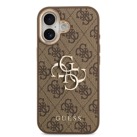 Guess Guess iPhone 17 Back-Cover hul - 4G - Big Metal Logo - Gold Edge - Braun Guess Guess iPhone 17 Back-Cover hul - 4G - Big Metal Logo - Gold Edge - Braun