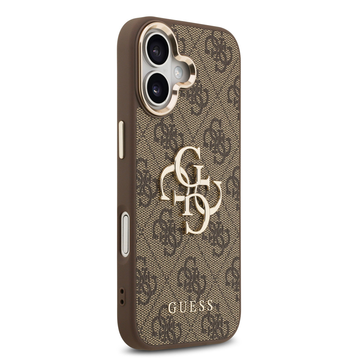 Guess Guess iPhone 17 Backcover hoesje - 4G - Big Metal Logo - Gold Edge - Bruin, foto 4 van 6