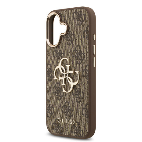 Guess Guess iPhone 17 Back cover coque - 4G - Big Metal Logo - Gold Edge - Marron