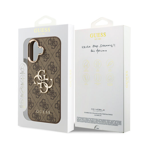 Guess Guess iPhone 17 Back cover coque - 4G - Big Metal Logo - Gold Edge - Marron