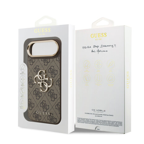 Guess Guess iPhone 17 Air Back cover case - 4G - Big Metal Logo - Gold Edge - Brown