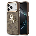 Guess Guess iPhone 17 Pro/iPhone 18 Pro Coque arrière 4G Grand logo métallique Bord doré - Marron