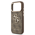 Guess Guess iPhone 17 Pro/iPhone 18 Pro Handyhülle 4G Großes Metalllogo Goldfarbener Rand - Braun