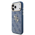 Guess Guess iPhone 17 Pro Max/iPhone 18 Pro Max Handyhülle 4G Großes Metalllogo Goldfarbener Rand - Blau