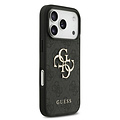 Guess Guess iPhone 17 Pro/iPhone 18 Pro Handyhülle 4G Großes Metalllogo Goldfarbener Rand - Schwarz
