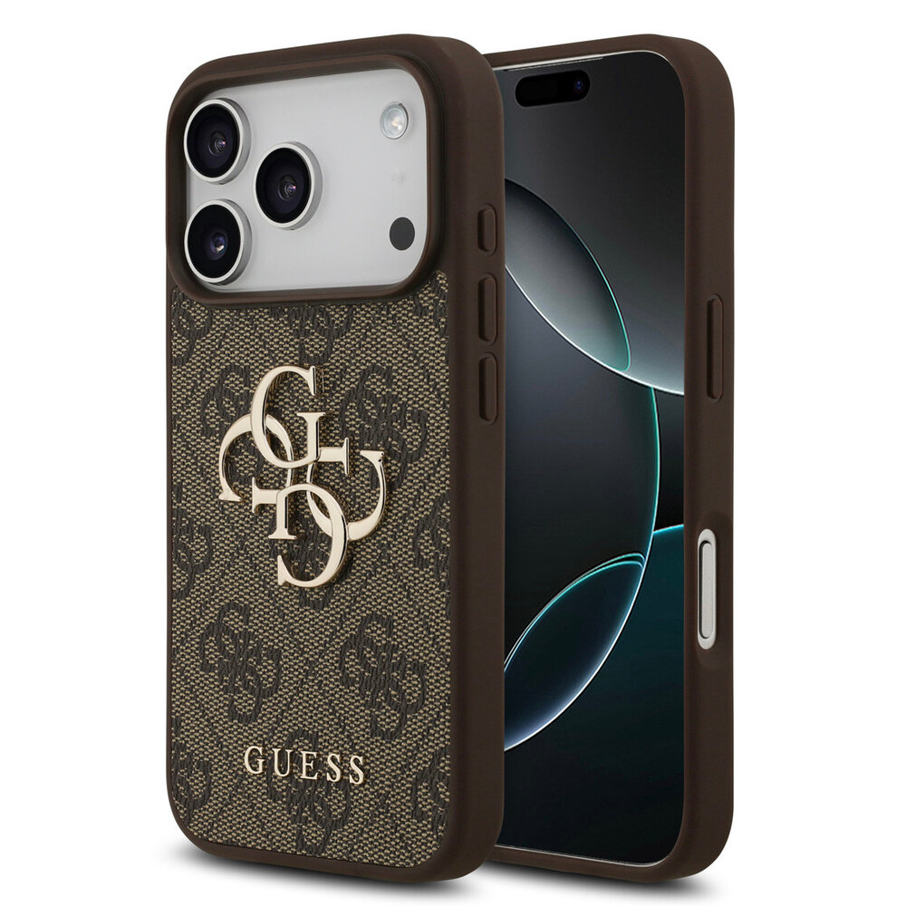 Guess Guess iPhone 17 Pro Backcover hoesje - 4G - Big Metal Logo - Bruin Guess Guess iPhone 17 Pro Backcover hoesje - 4G - Big Metal Logo - Bruin