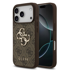 Guess iPhone 17 Pro/iPhone 18 Pro Backcover hoesje - 4G - Big Metal Logo - Bruin