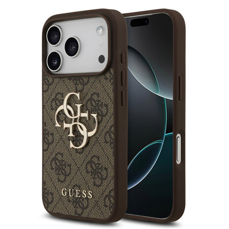 Guess Guess iPhone 17 Pro Backcover hoesje - 4G - Big Metal Logo - Bruin Guess Guess iPhone 17 Pro Backcover hoesje - 4G - Big Metal Logo - Bruin