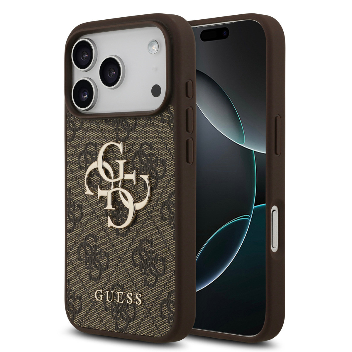 Guess Guess iPhone 17 Pro Backcover hoesje - 4G - Big Metal Logo - Bruin