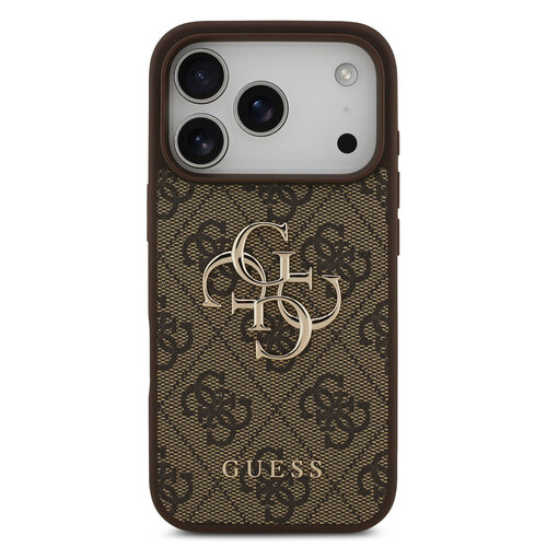 Guess Guess iPhone 17 Pro/iPhone 18 Pro Coque arrière 4G Grand logo métallique - Marron