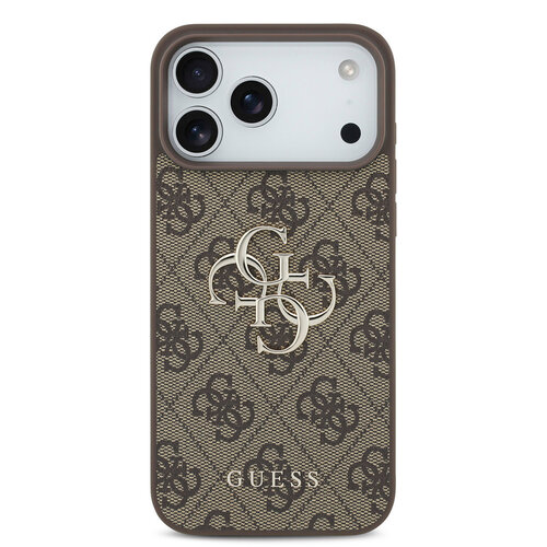Guess Guess iPhone 17 Pro Max/iPhone 18 Pro Max Coque arrière 4G Grand logo métallique - Marron