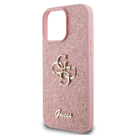 Guess Guess iPhone 16 Pro Max Back cover coque - Big 4G - Fixed Glitter - Rose Guess Guess iPhone 16 Pro Max Back cover coque - Big 4G - Fixed Glitter - Rose