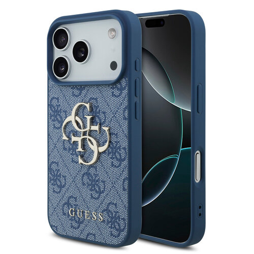 Guess Guess iPhone 17 Pro/iPhone 18 Pro Handyhülle 4G Großes Metalllogo - Blau