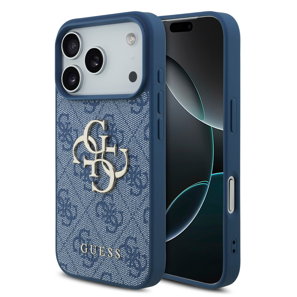 Guess Guess iPhone 17 Pro Backcover hoesje - 4G - Big Metal Logo - Blauw