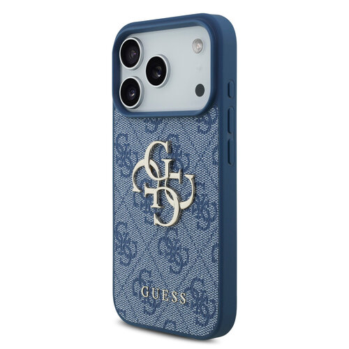 Guess Guess iPhone 17 Pro/iPhone 18 Pro Handyhülle 4G Großes Metalllogo - Blau