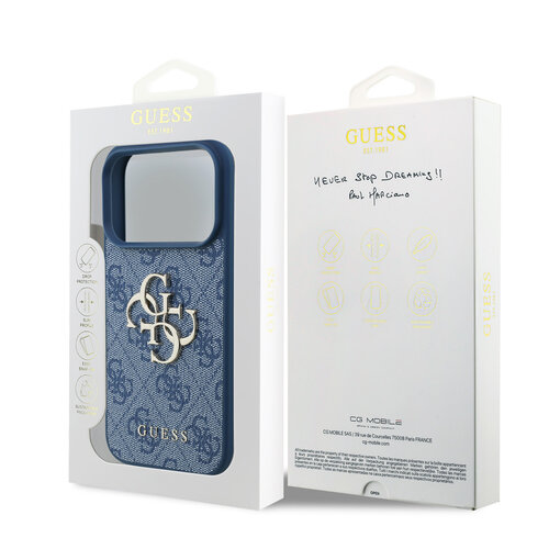 Guess Guess iPhone 17 Pro/iPhone 18 Pro Handyhülle 4G Großes Metalllogo - Blau