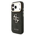 Guess Guess iPhone 17 Pro/iPhone 18 Pro Coque arrière 4G Grand logo métallique Bord doré - Noir