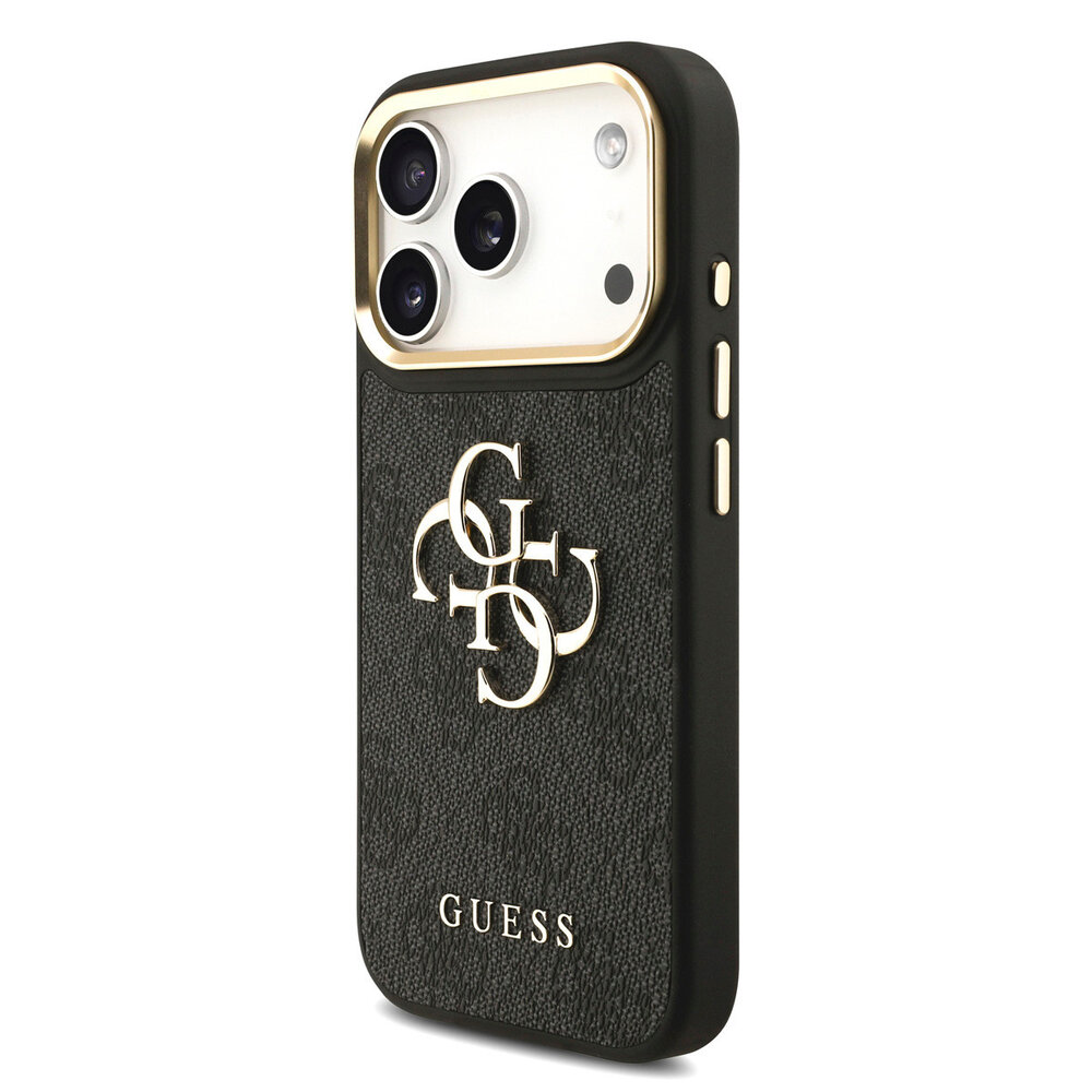 Guess Guess iPhone 17 Pro Back cover coque - 4G - Big Metal Logo - Gold Edge - Noir Guess Guess iPhone 17 Pro Back cover coque - 4G - Big Metal Logo - Gold Edge - Noir
