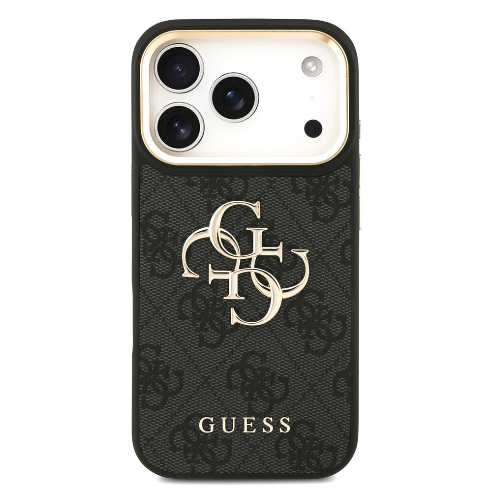 Guess Guess iPhone 17 Pro Back cover coque - 4G - Big Metal Logo - Gold Edge - Noir Guess Guess iPhone 17 Pro Back cover coque - 4G - Big Metal Logo - Gold Edge - Noir