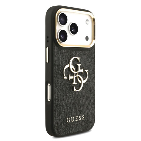 Guess Guess iPhone 17 Pro Back cover coque - 4G - Big Metal Logo - Gold Edge - Noir Guess Guess iPhone 17 Pro Back cover coque - 4G - Big Metal Logo - Gold Edge - Noir